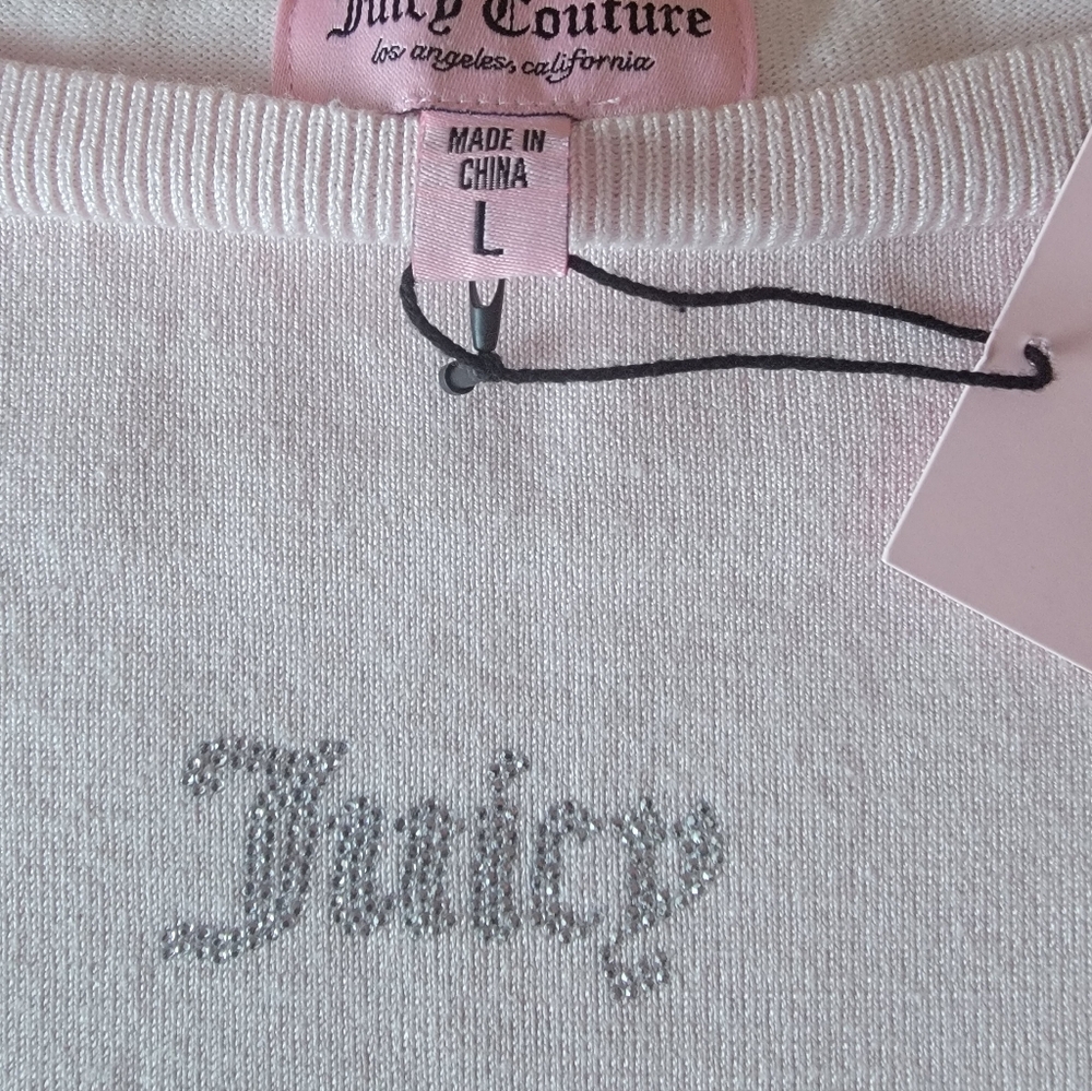 Juicy Couture Whisper Pink Off-the-Shoulder Flare Sleeve Sweater Size L